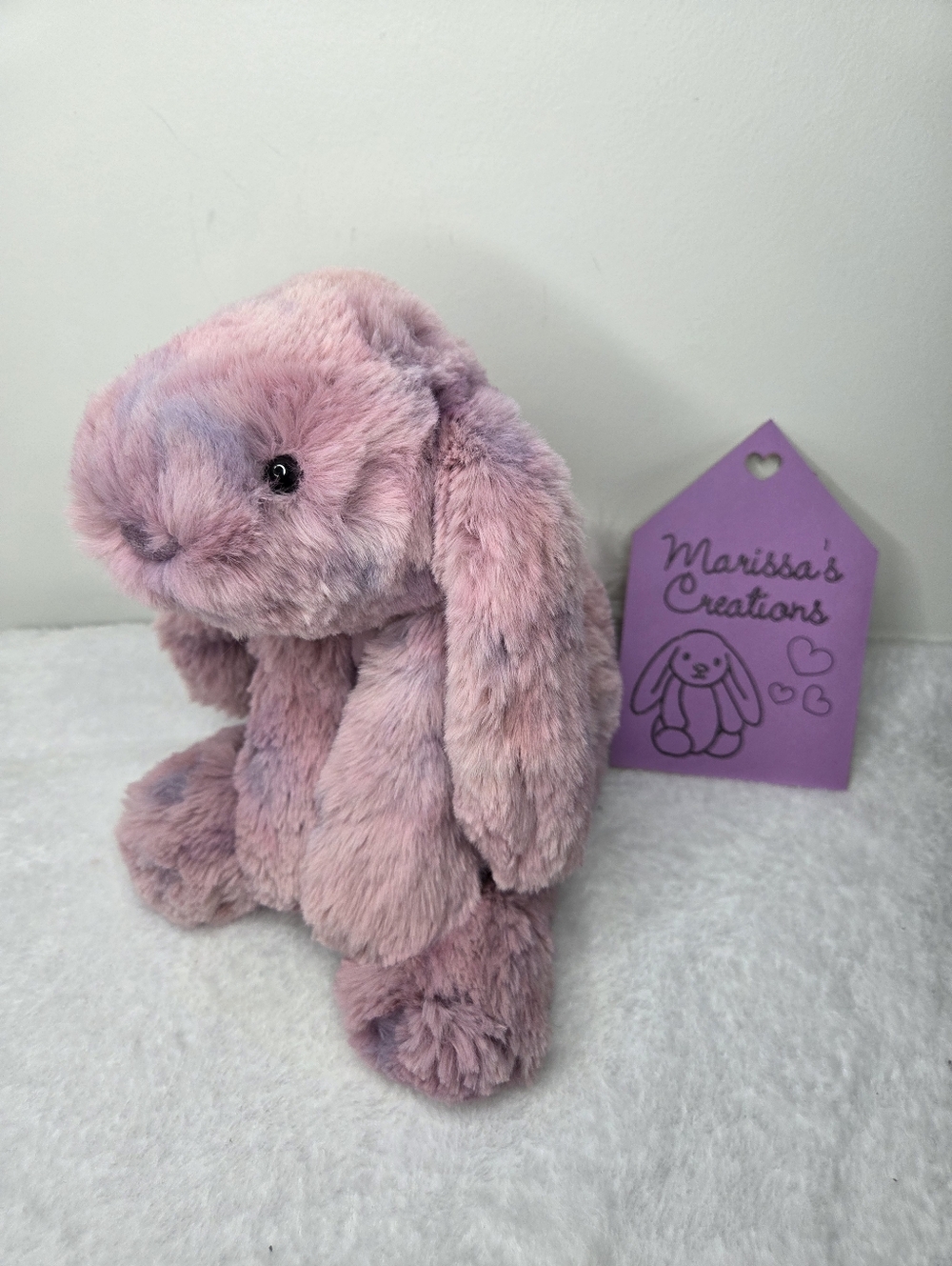 SOLD - NWT Customized Jellycat Medium Smudge Rabbit "Millie"